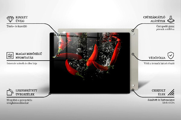 Szklana deska do krojenia Papryczki chili w wodzie