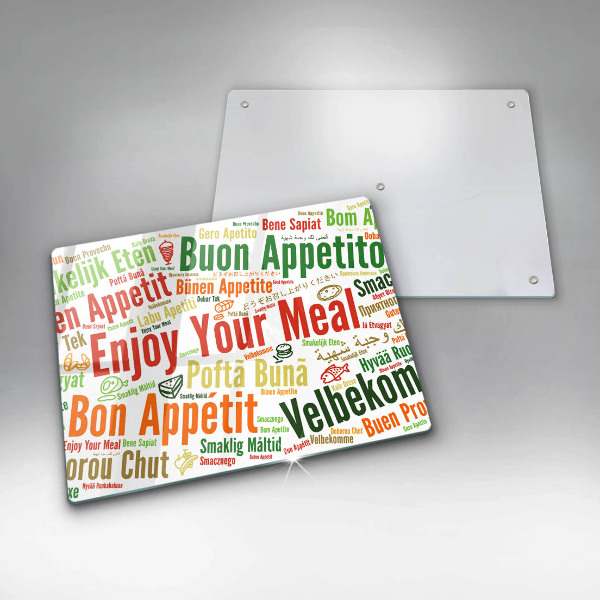 Szklana deska do krojenia Napisy Smacznego języki