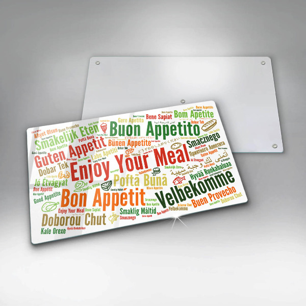 Szklana deska do krojenia Napisy Smacznego języki