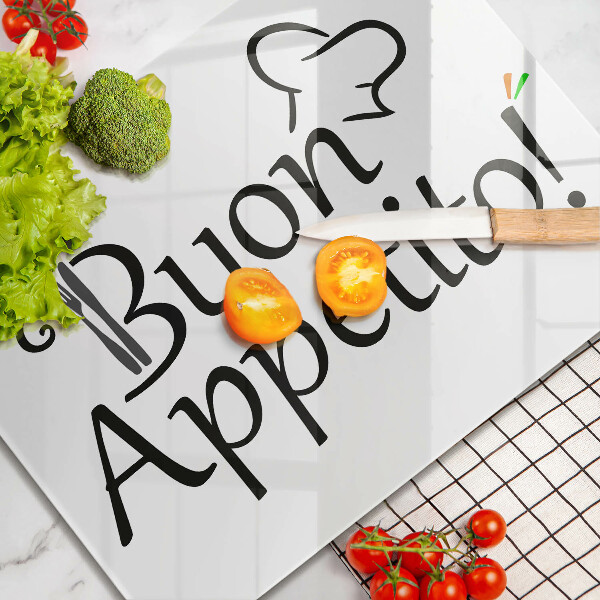 Szklana deska do krojenia Napis Buon Appetito!