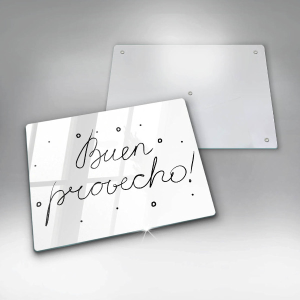 Szklana deska do krojenia Napis Buen provecho!