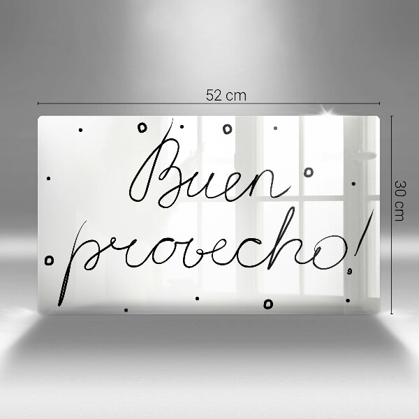 Szklana deska do krojenia Napis Buen provecho!