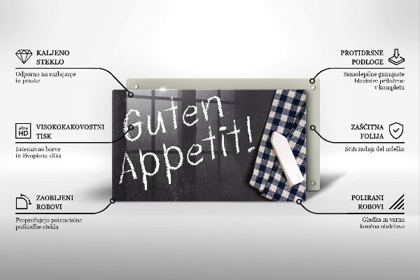 Szklana deska do krojenia Napis Guten Appetit!