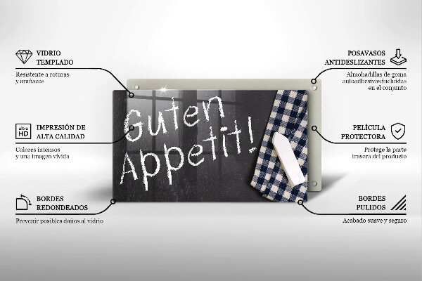 Szklana deska do krojenia Napis Guten Appetit!