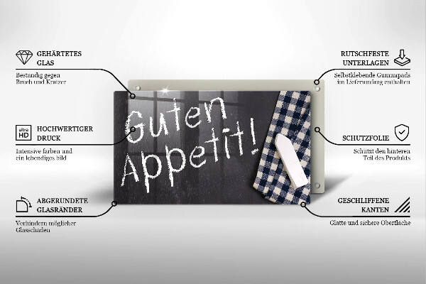 Szklana deska do krojenia Napis Guten Appetit!