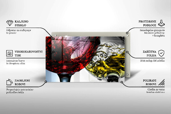 Szklana deska do krojenia Kieliszki wina