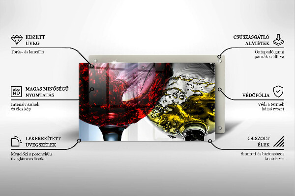 Szklana deska do krojenia Kieliszki wina