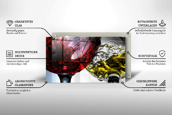 Szklana deska do krojenia Kieliszki wina
