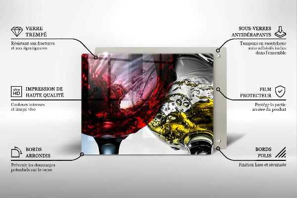 Szklana deska do krojenia Kieliszki wina