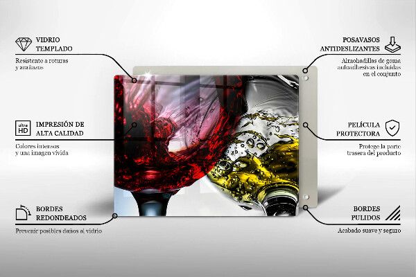 Szklana deska do krojenia Kieliszki wina