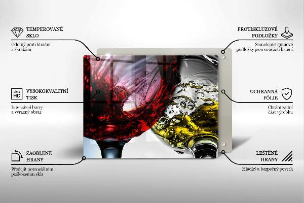 Szklana deska do krojenia Kieliszki wina