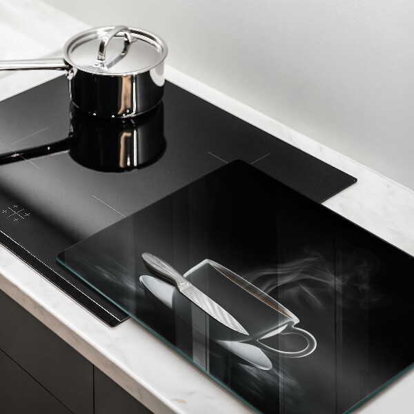 Szklana deska do krojenia Gorąca filiżanka kawy