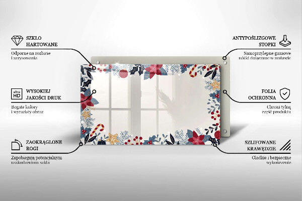 Szklana deska do krojenia Świąteczne ozdoby