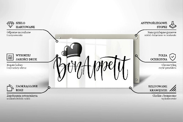 Szklana deska do krojenia Napis Bon Appetit