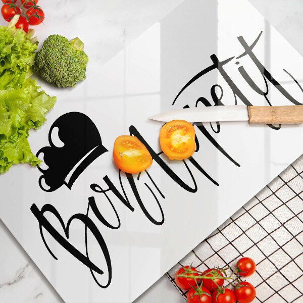 Szklana deska do krojenia Napis Bon Appetit