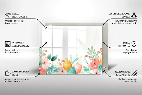 Szklana deska do krojenia Wielkanocne pisanki