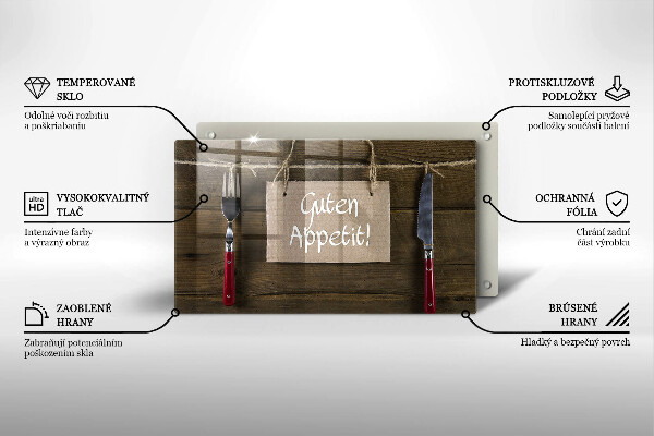 Szklana deska do krojenia Deski napis Guten Apetit