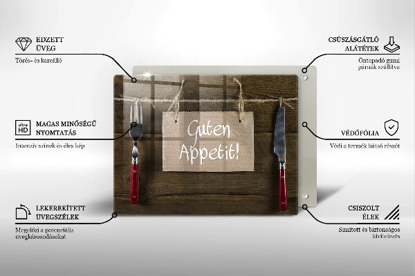 Szklana deska do krojenia Deski napis Guten Apetit