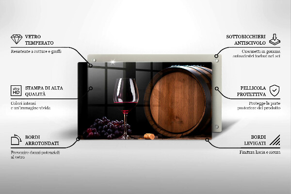 Szklana deska do krojenia Beczka wina kieliszek