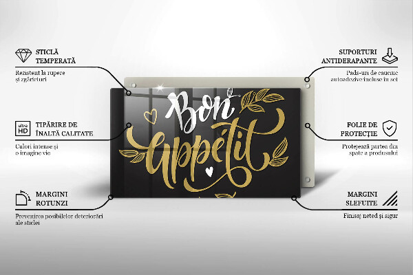 Szklana deska do krojenia Napis Bon Appetit