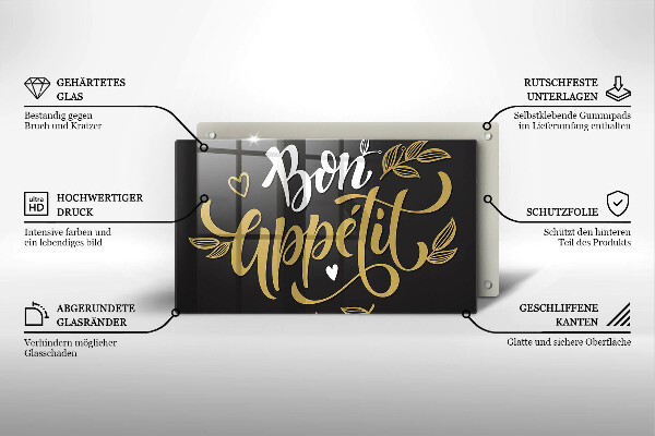 Szklana deska do krojenia Napis Bon Appetit