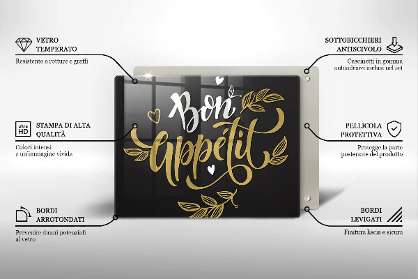 Szklana deska do krojenia Napis Bon Appetit