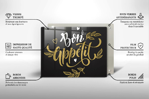 Szklana deska do krojenia Napis Bon Appetit