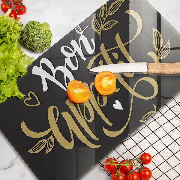 Szklana deska do krojenia Napis Bon Appetit