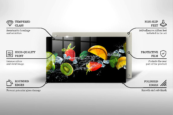 Szklana deska do krojenia Owoce w wodzie