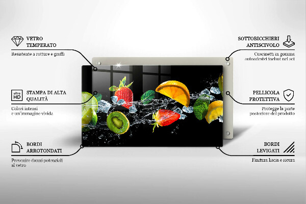 Szklana deska do krojenia Owoce w wodzie