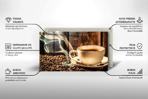 Szklana deska do krojenia Filiżanka i ziarna kawy