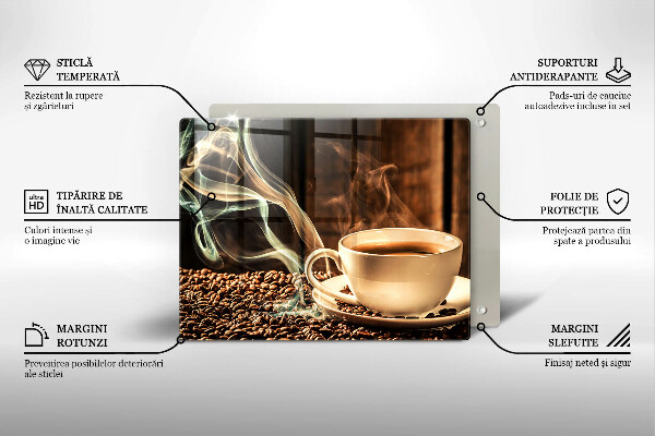 Szklana deska do krojenia Filiżanka i ziarna kawy