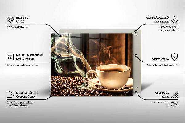 Szklana deska do krojenia Filiżanka i ziarna kawy