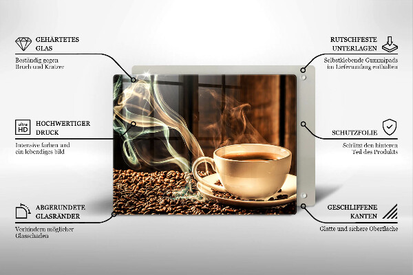 Szklana deska do krojenia Filiżanka i ziarna kawy