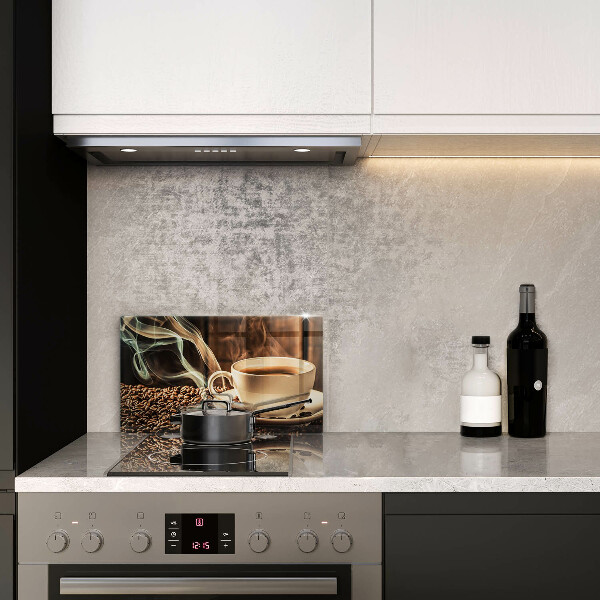 Szklana deska do krojenia Filiżanka i ziarna kawy