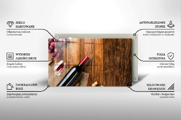 Szklana deska do krojenia Butelka czerwonego wina