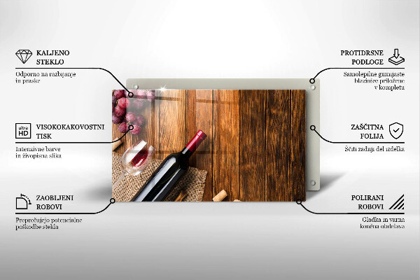 Szklana deska do krojenia Butelka czerwonego wina