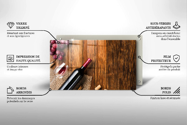 Szklana deska do krojenia Butelka czerwonego wina