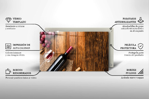 Szklana deska do krojenia Butelka czerwonego wina