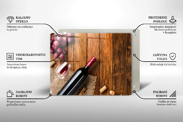 Szklana deska do krojenia Butelka czerwonego wina