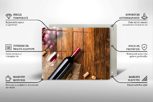 Szklana deska do krojenia Butelka czerwonego wina