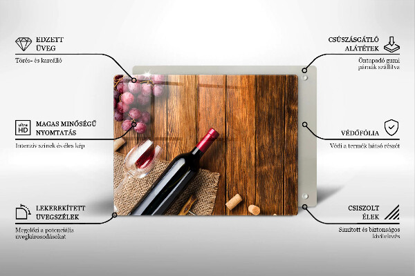 Szklana deska do krojenia Butelka czerwonego wina