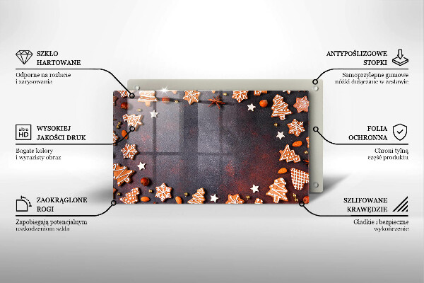 Szklana deska do krojenia Pierniczki świąteczne