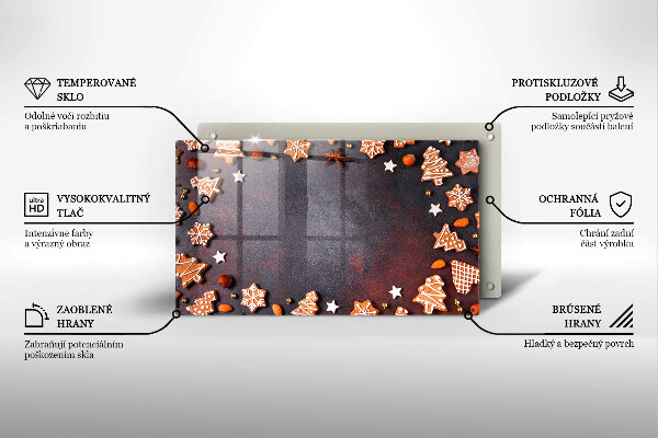 Szklana deska do krojenia Pierniczki świąteczne