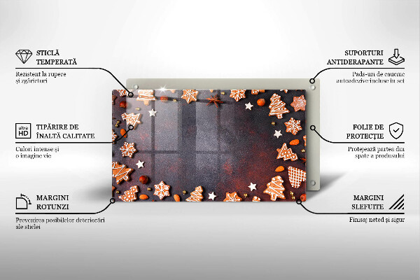 Szklana deska do krojenia Pierniczki świąteczne