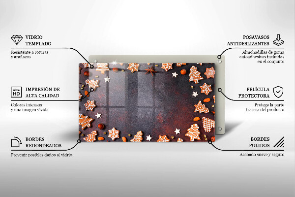 Szklana deska do krojenia Pierniczki świąteczne