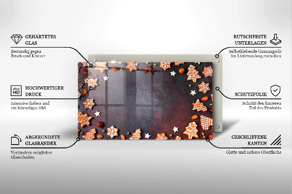 Szklana deska do krojenia Pierniczki świąteczne