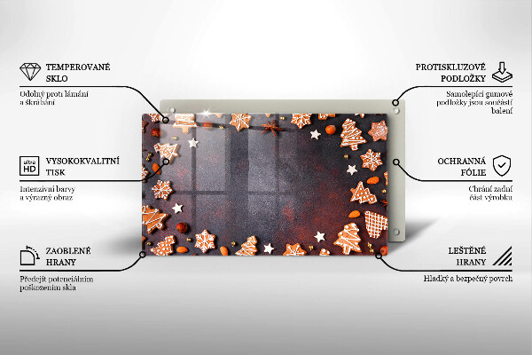 Szklana deska do krojenia Pierniczki świąteczne