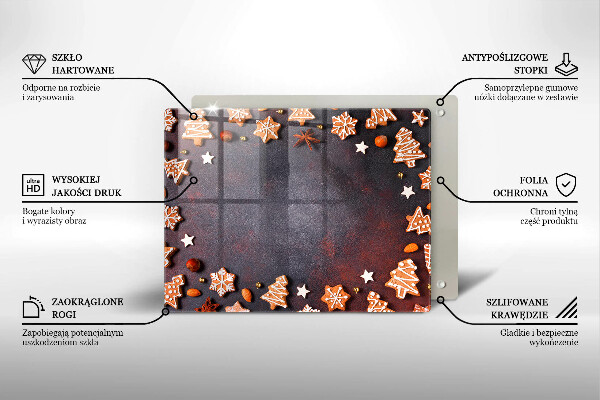 Szklana deska do krojenia Pierniczki świąteczne