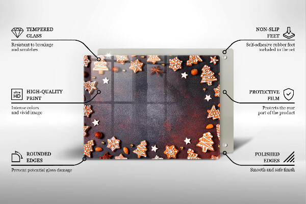 Szklana deska do krojenia Pierniczki świąteczne